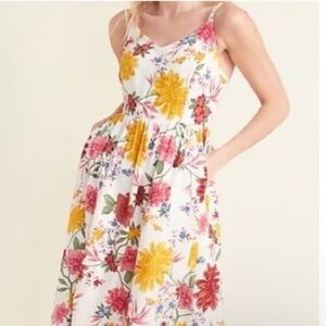 Old Navy Floral Maxi Dress - White, Yellow, Pink